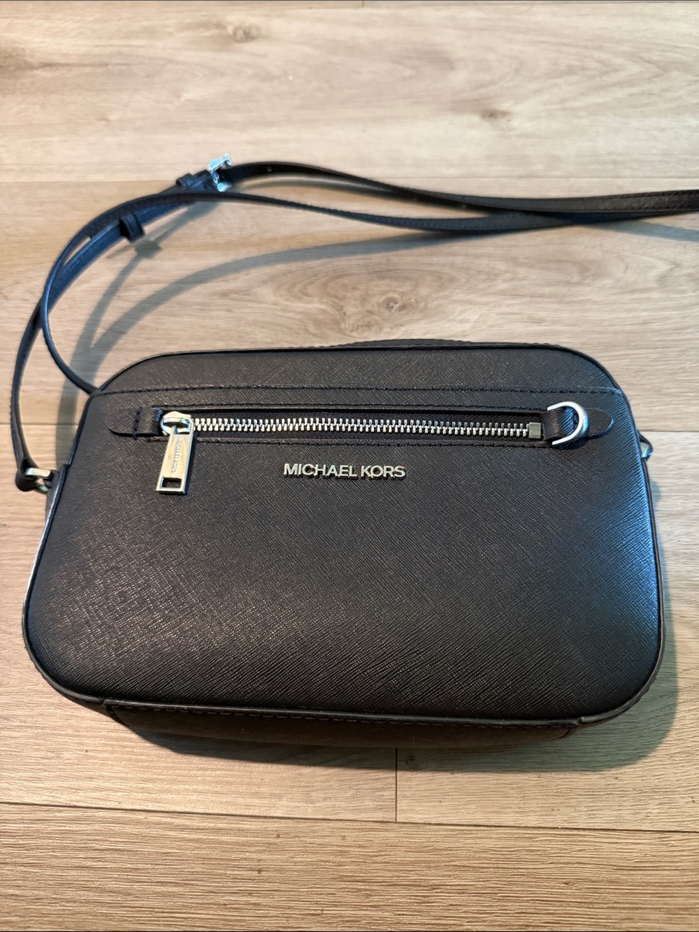 Michael Kors Black Leather Crossbody with Silver Chain Detail - Picture 8 of 8